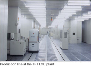 Production line at the TFT LCD plant